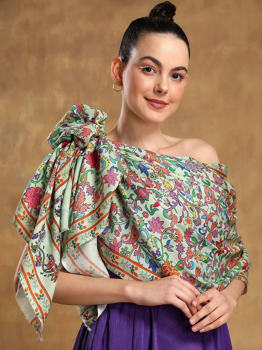 

MODARTA Women Printed Shawl, Green