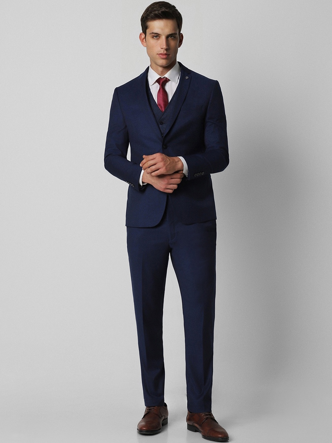 

Van Heusen Men Slim-Fit Single-Breasted Three-Piece Party Suit, Navy blue