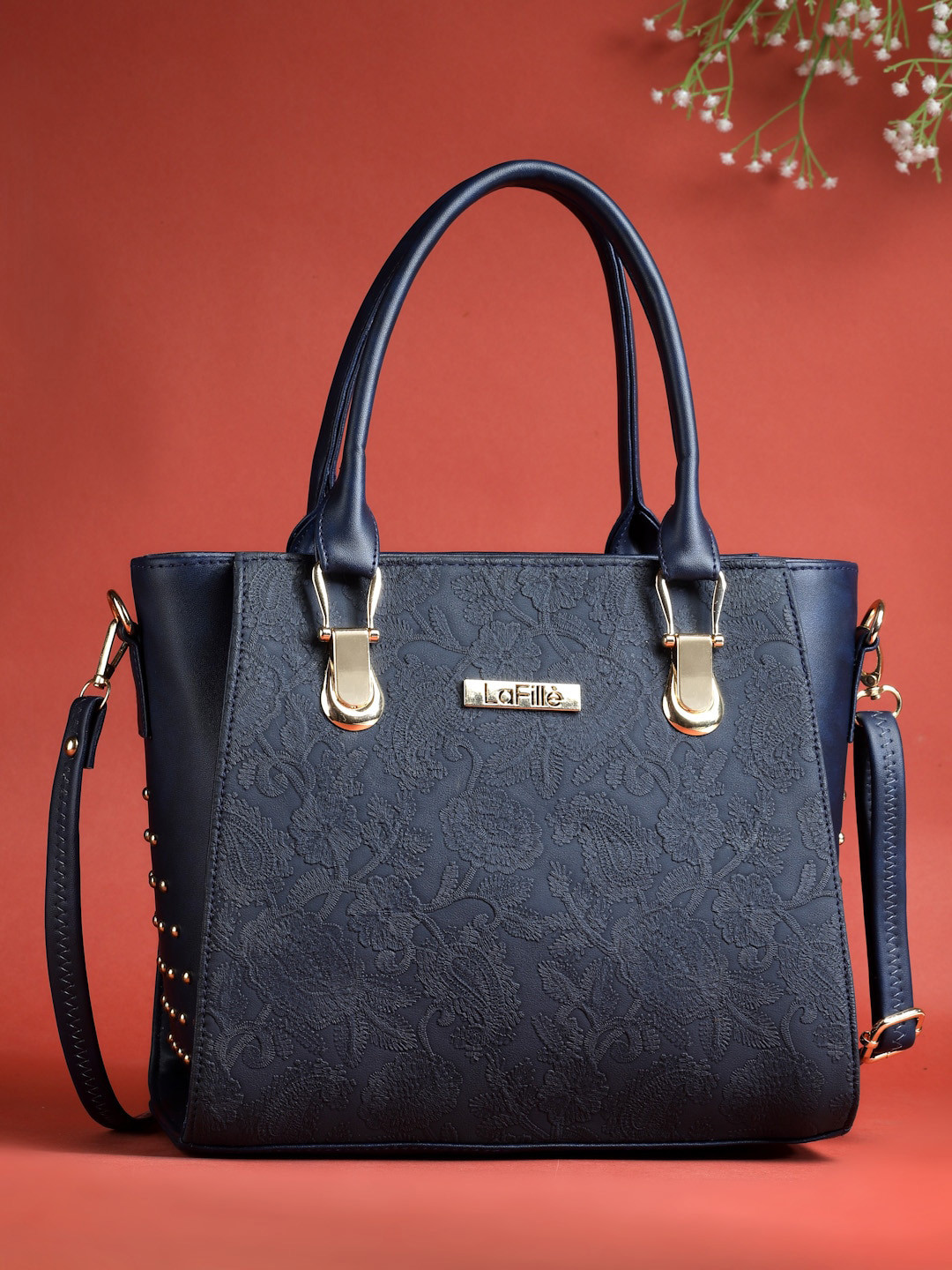 

LaFille Textured Handheld Bag, Blue