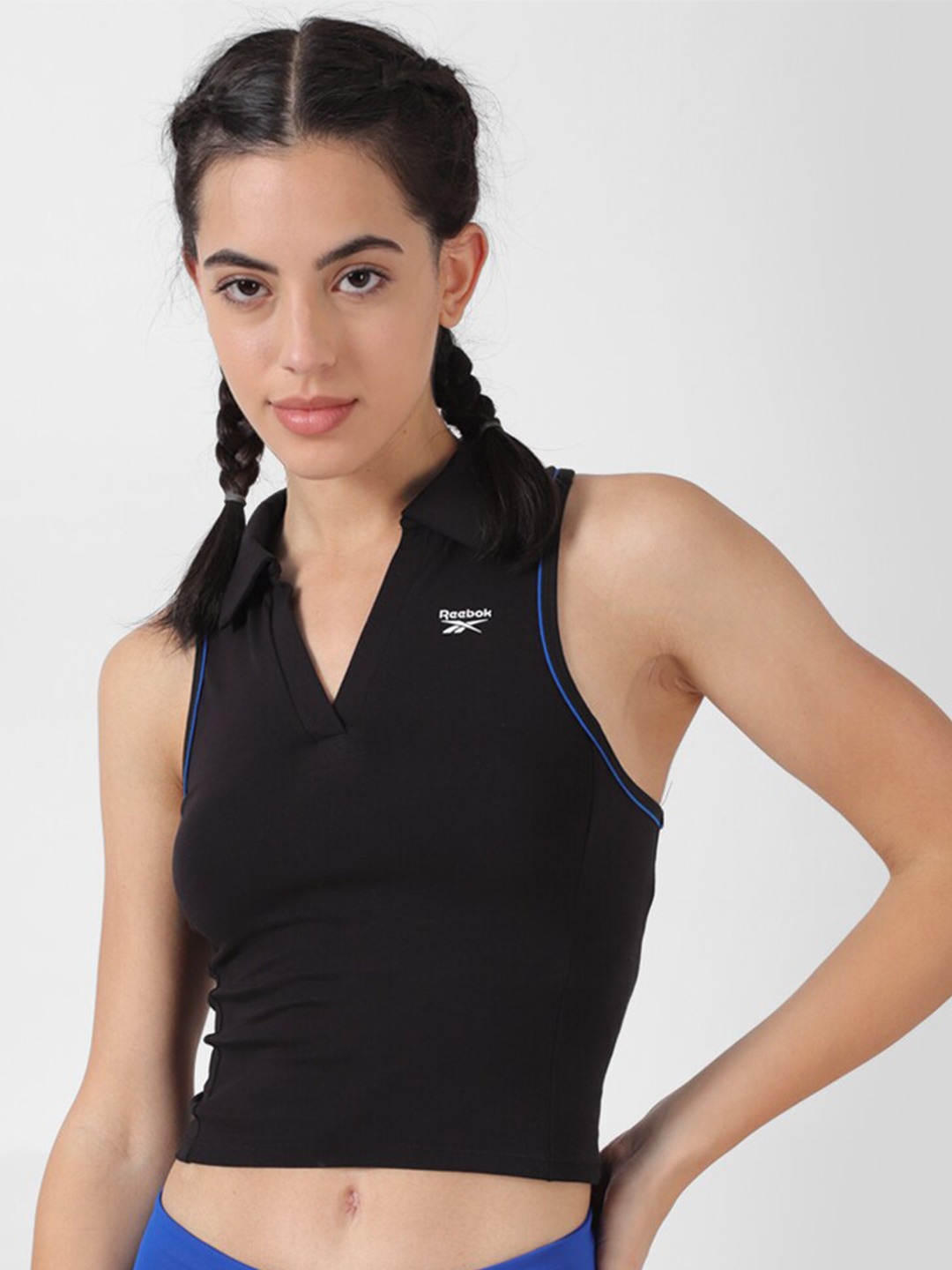 

Reebok V-Neck Rie Tank Tops, Black