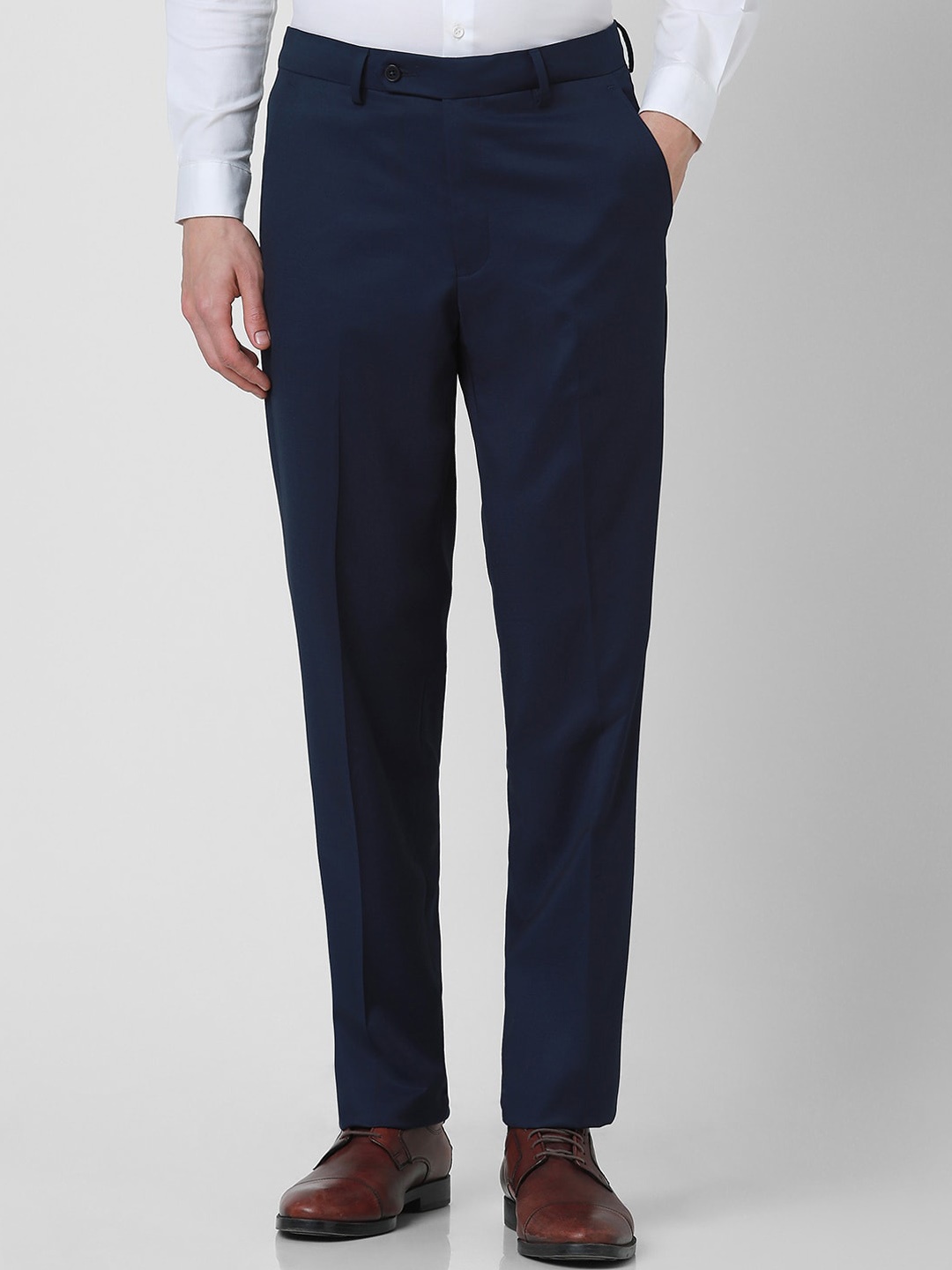 

Van Heusen Men Mid Rise Formal Trousers, Navy blue