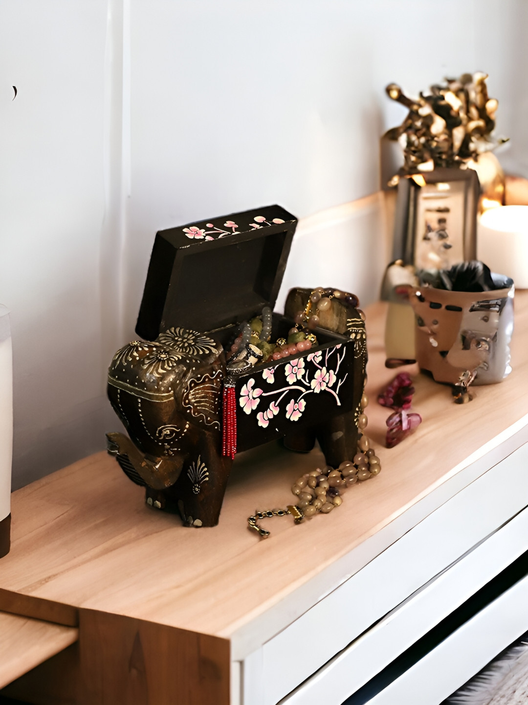 

THE COCOTIER Brown 3 Pieces Wooden Jewellery Box Storage Box Organisers