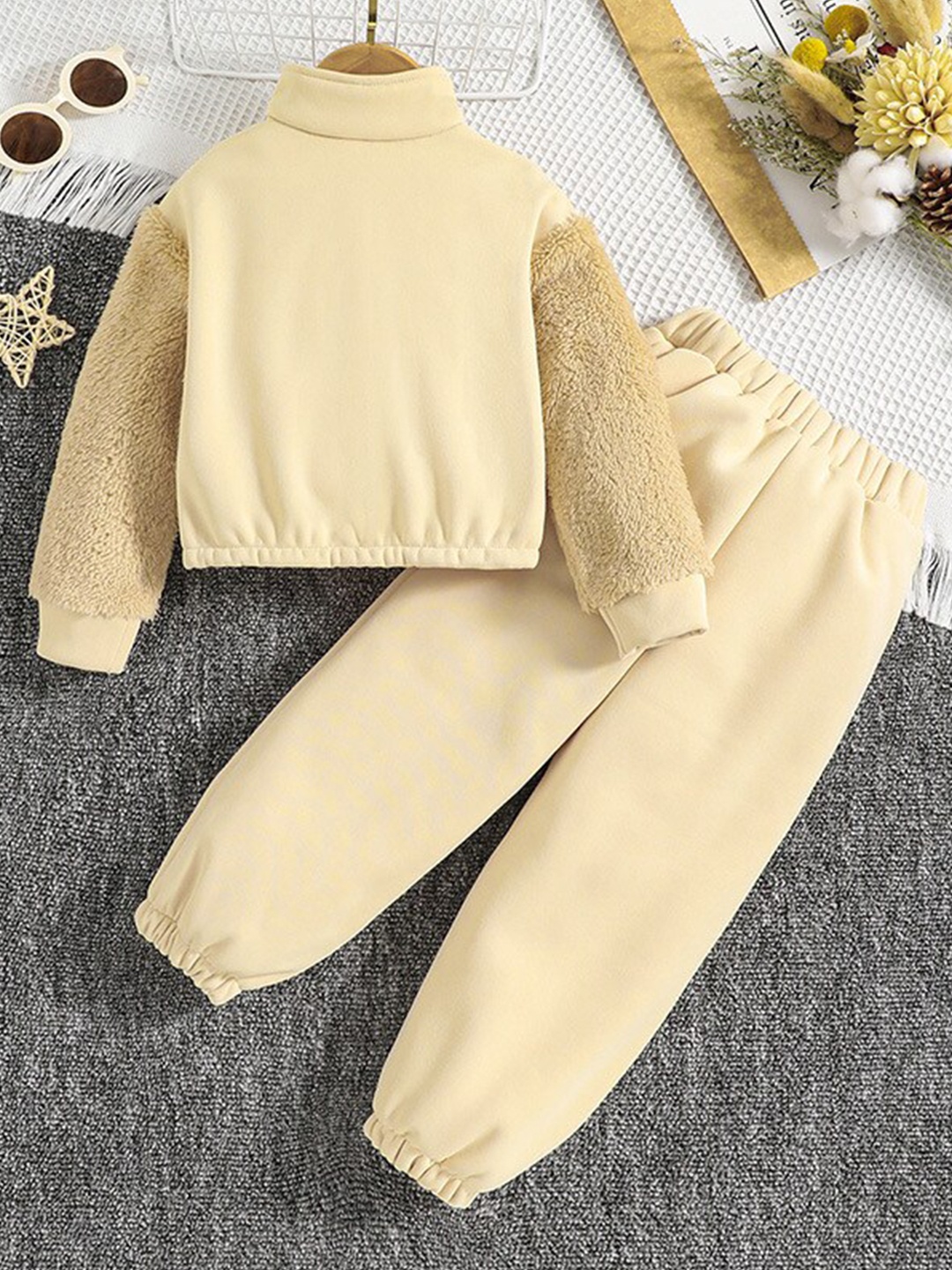 

StyleCast Girls Beige High Neck Top with Trousers