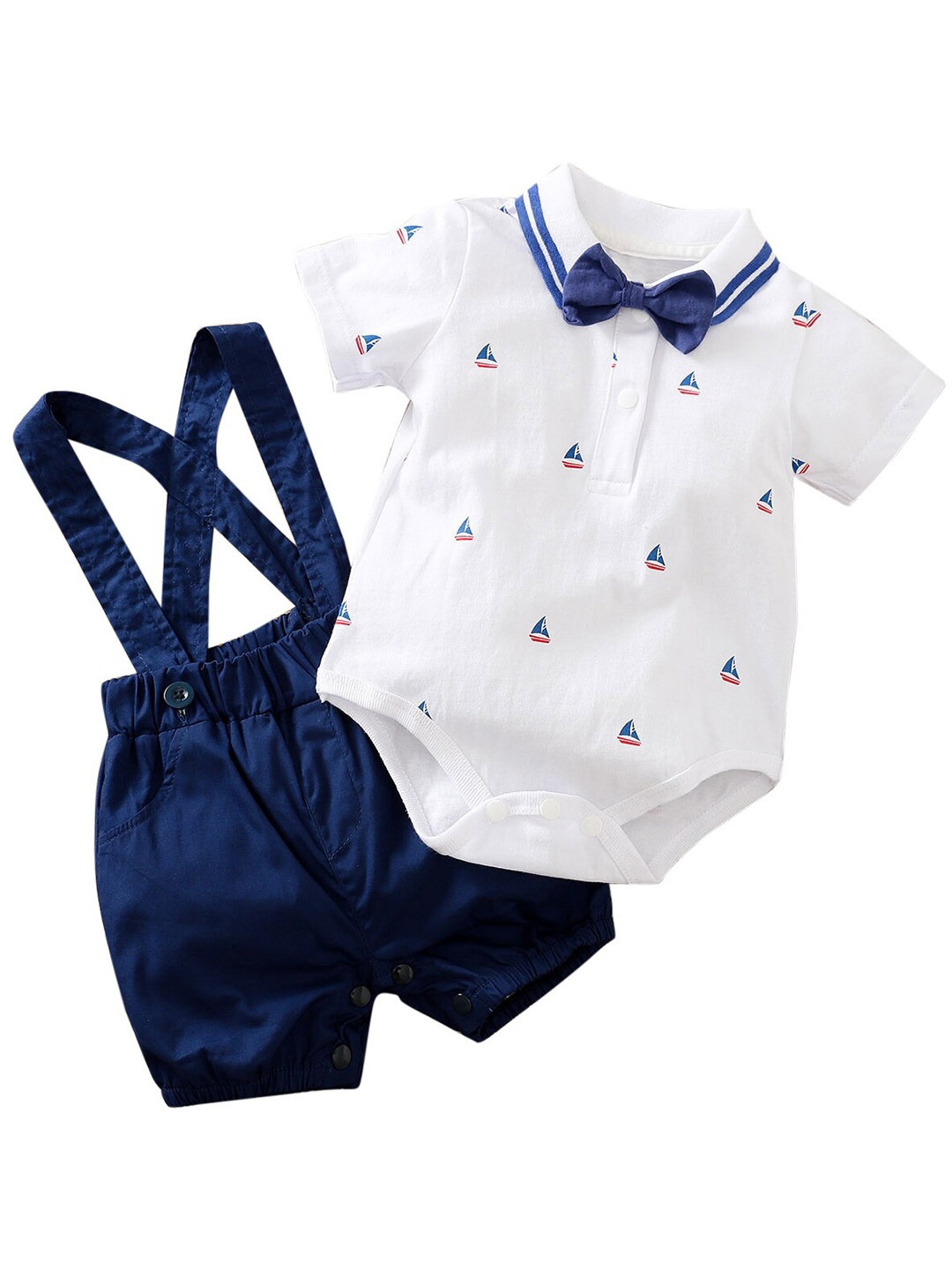 

StyleCast Boys Blue & White Printed Pure Cotton T-Shirt With Shorts