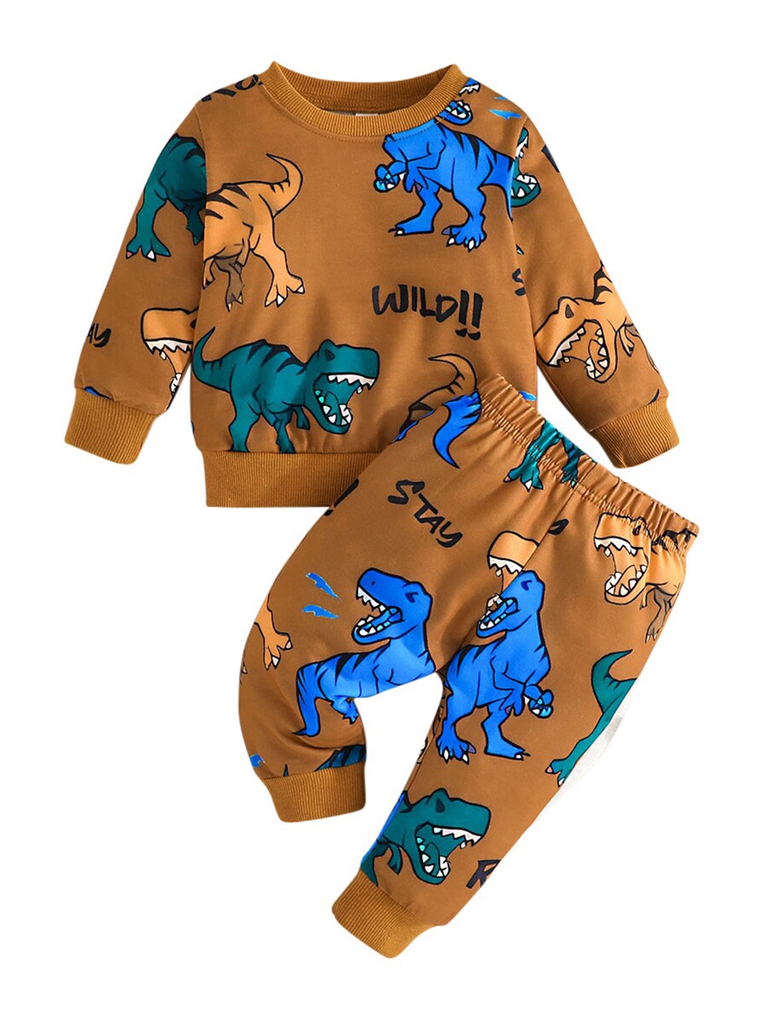

StyleCast Boys Brown & Blue Printed T-Shirt With Trousers