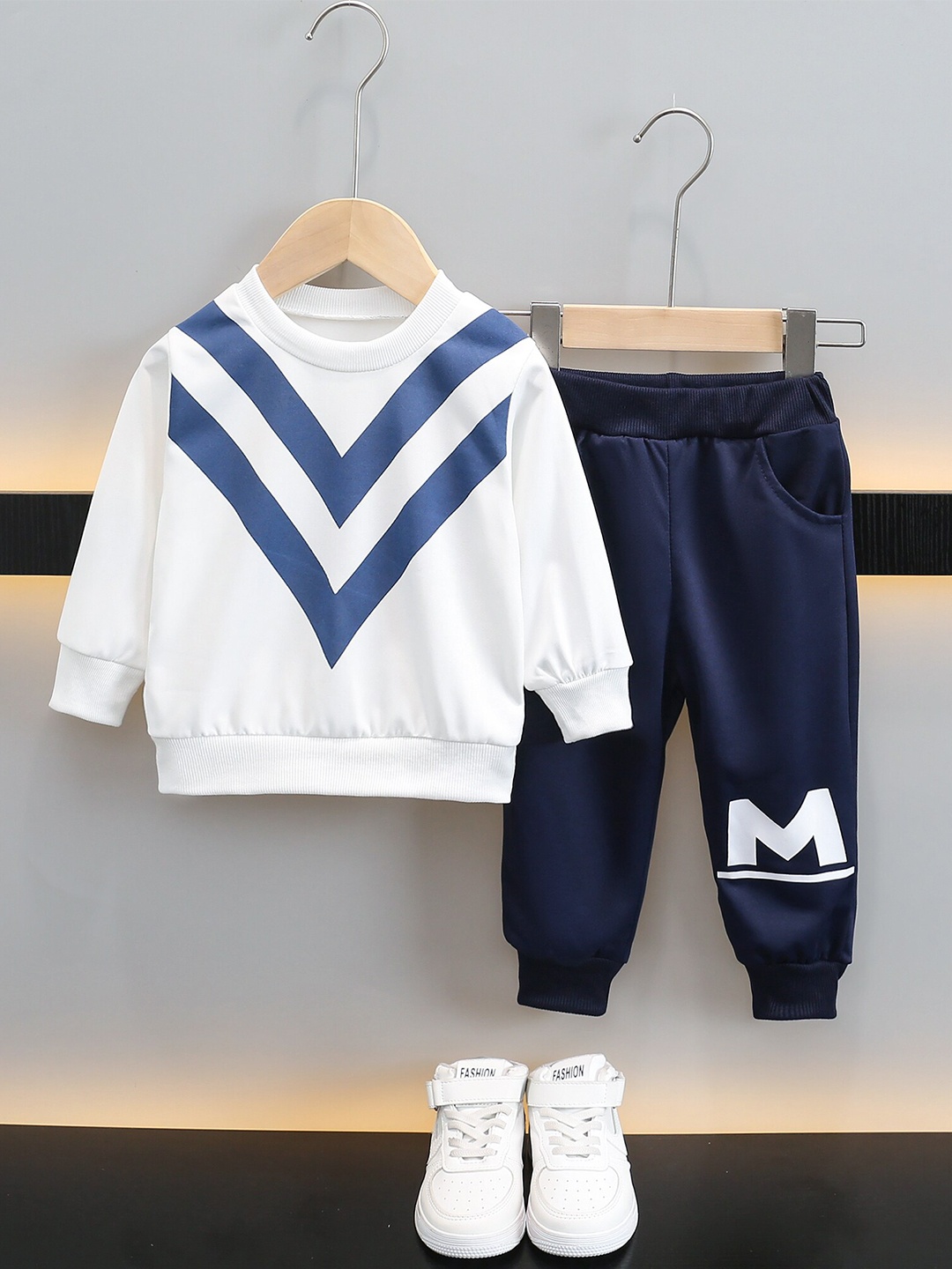 

StyleCast Boys White & Blue Striped T-shirt with Trousers