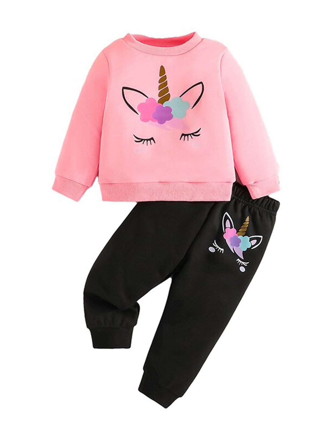 

StyleCast Girls Pink & Black Printed T-Shirt With Trousers