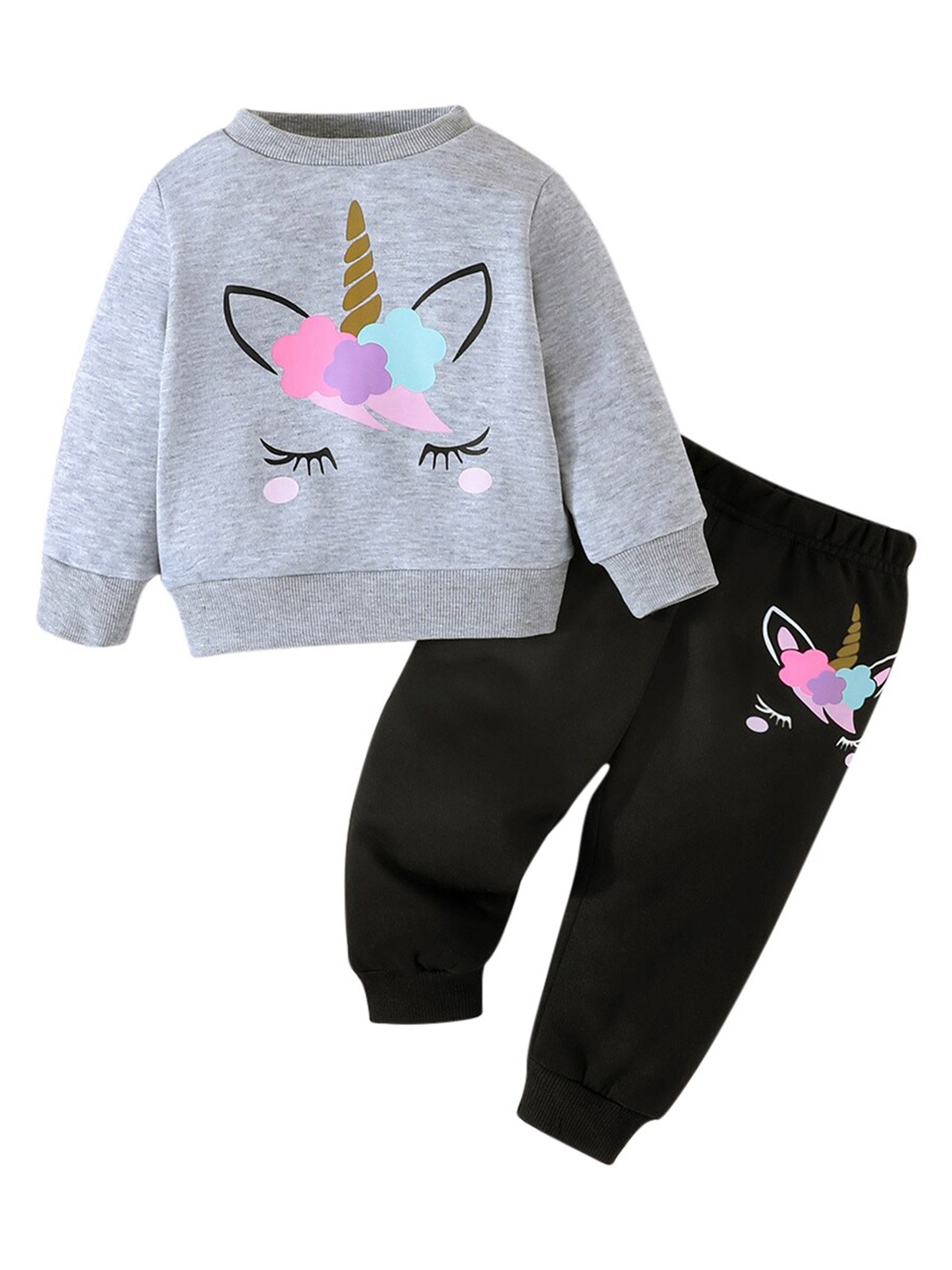 

StyleCast Girls Grey & Black Printed Top With Trouser
