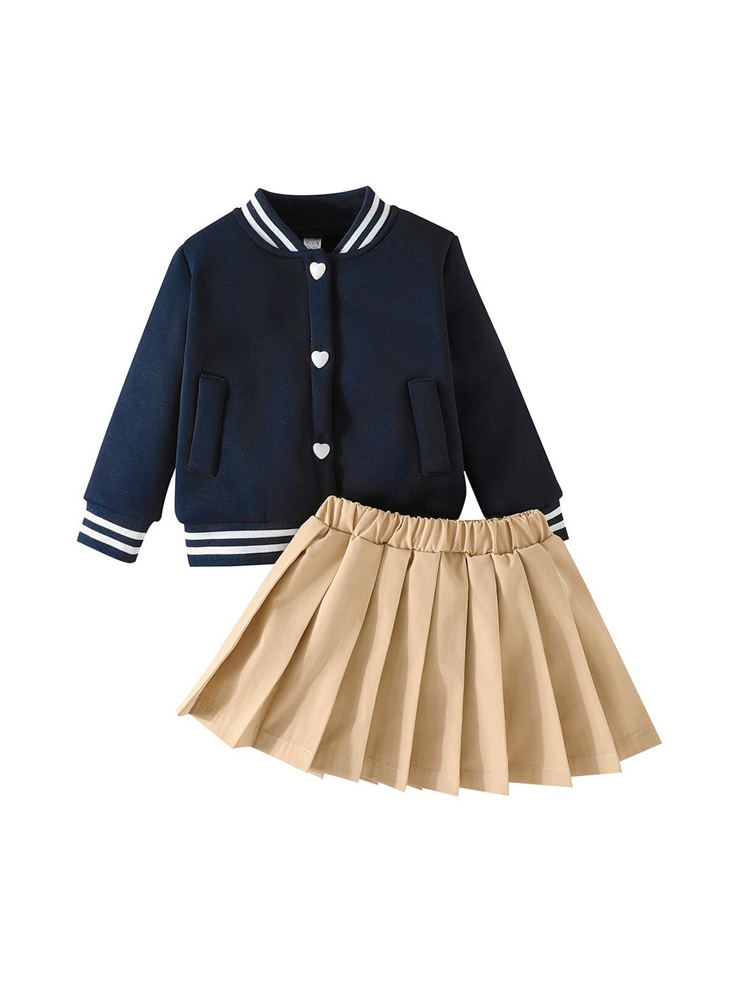 

StyleCast Girls Navy Blue & Cream-Coloured Shirt with Skirt