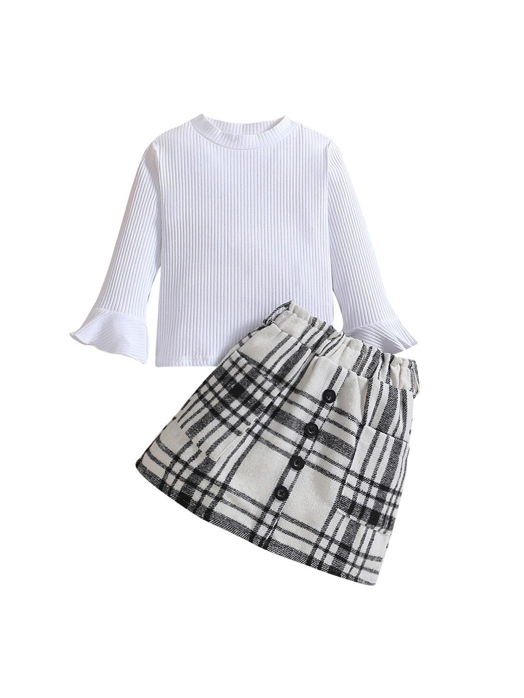 

StyleCast Girls White & Grey Pure Cotton Top with Skirt