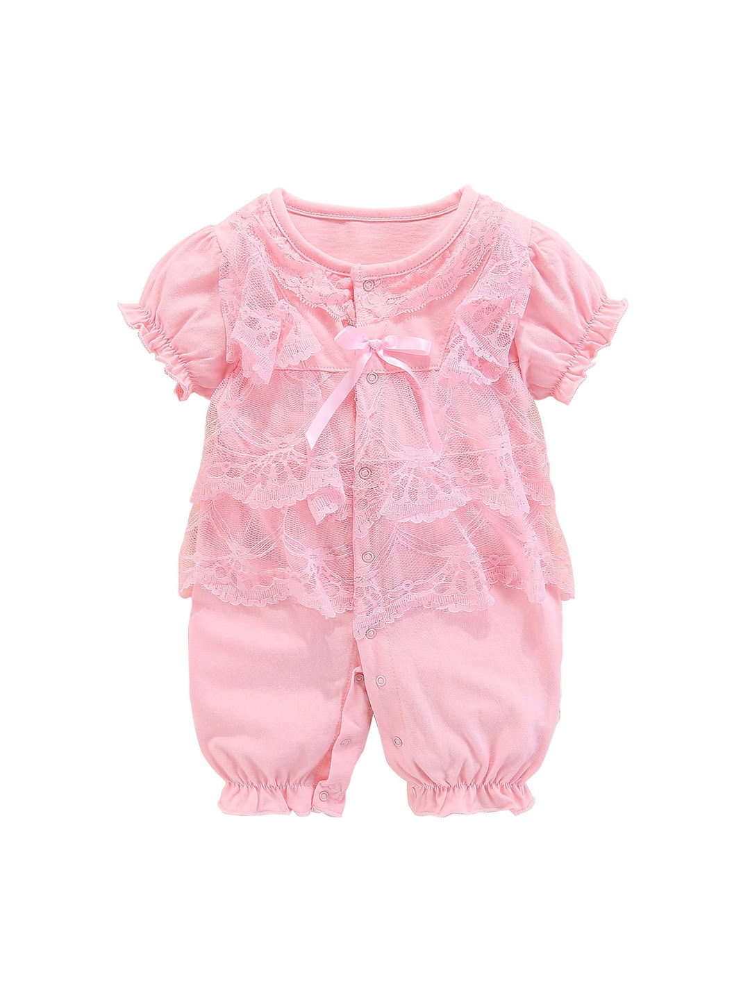 

StyleCast Pink Infant Girls Self-Design Cotton Rompers