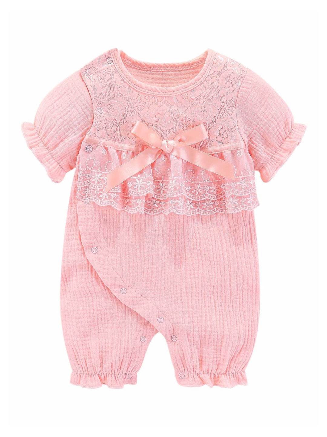 

StyleCast Pink Infant Girls Self-Design Cotton Rompers