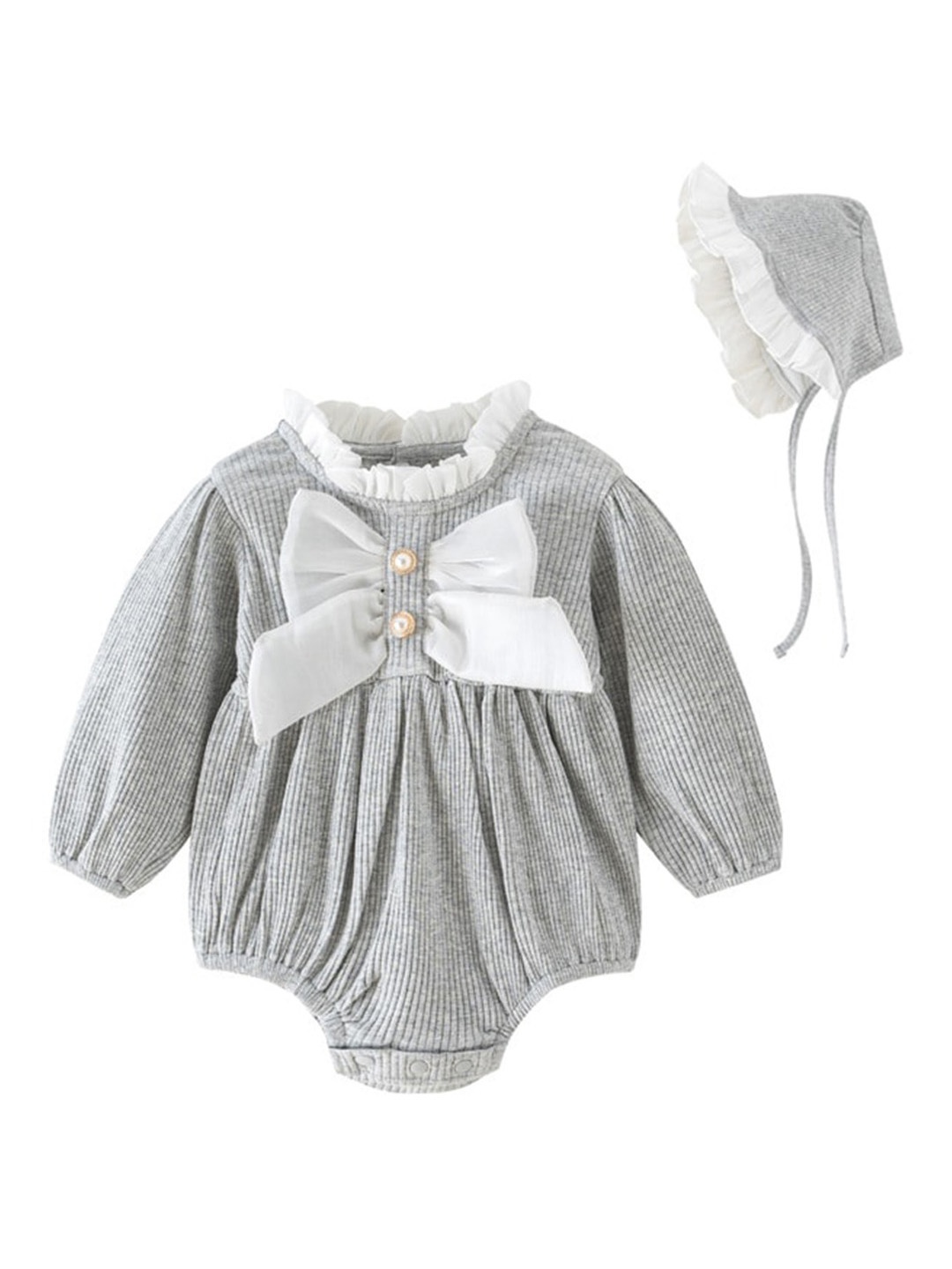 

StyleCast Grey Infant Girls Printed Cotton Rompers