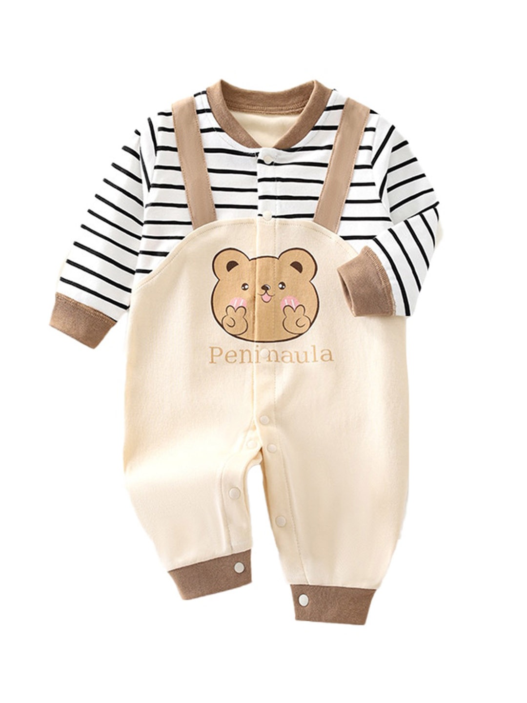 

StyleCast Infant Boys Graphic Printed Cotton Rompers, Khaki