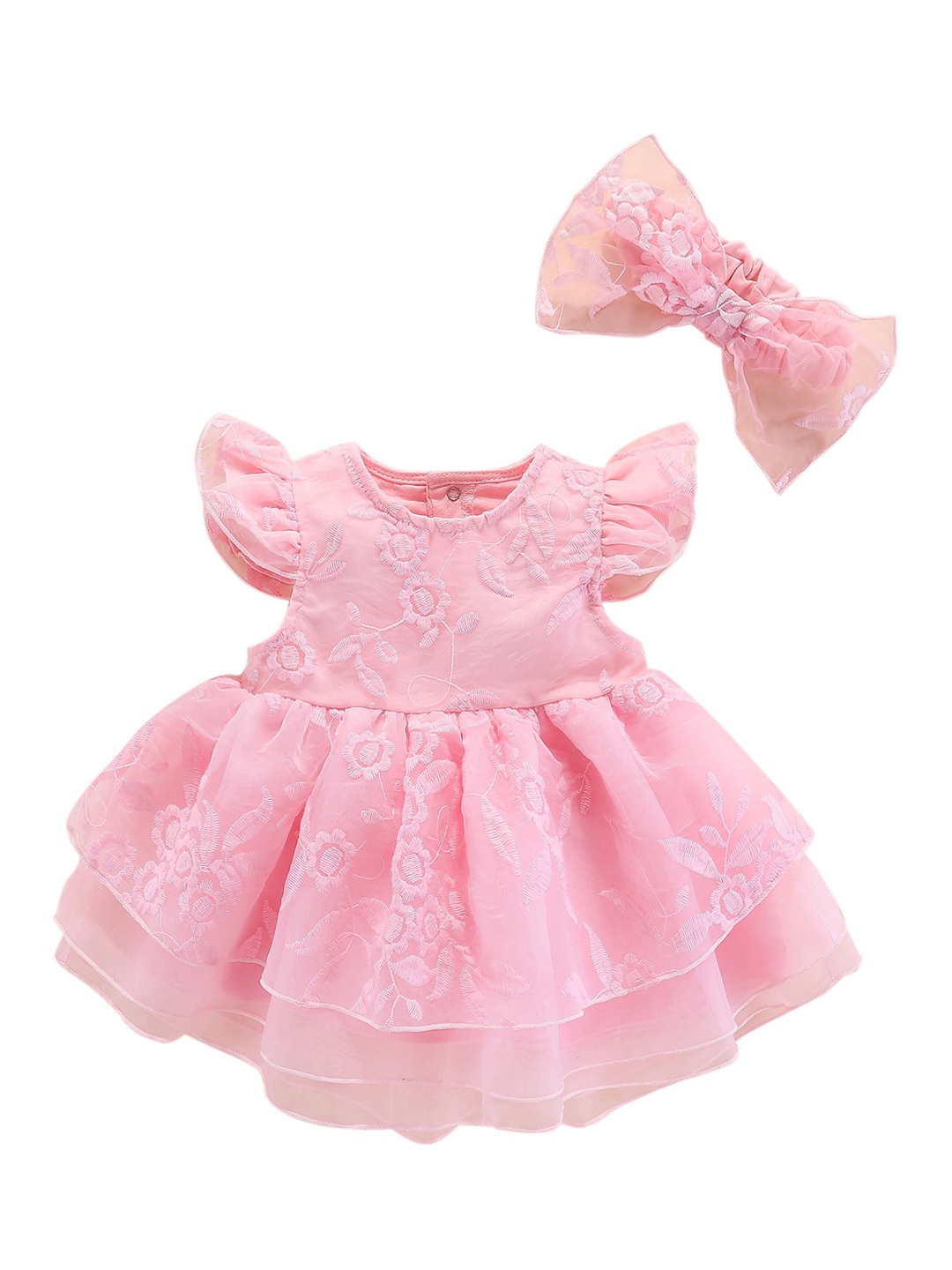 

StyleCast Infant Girls Pink Floral Embroidered Fit & Flare Dress