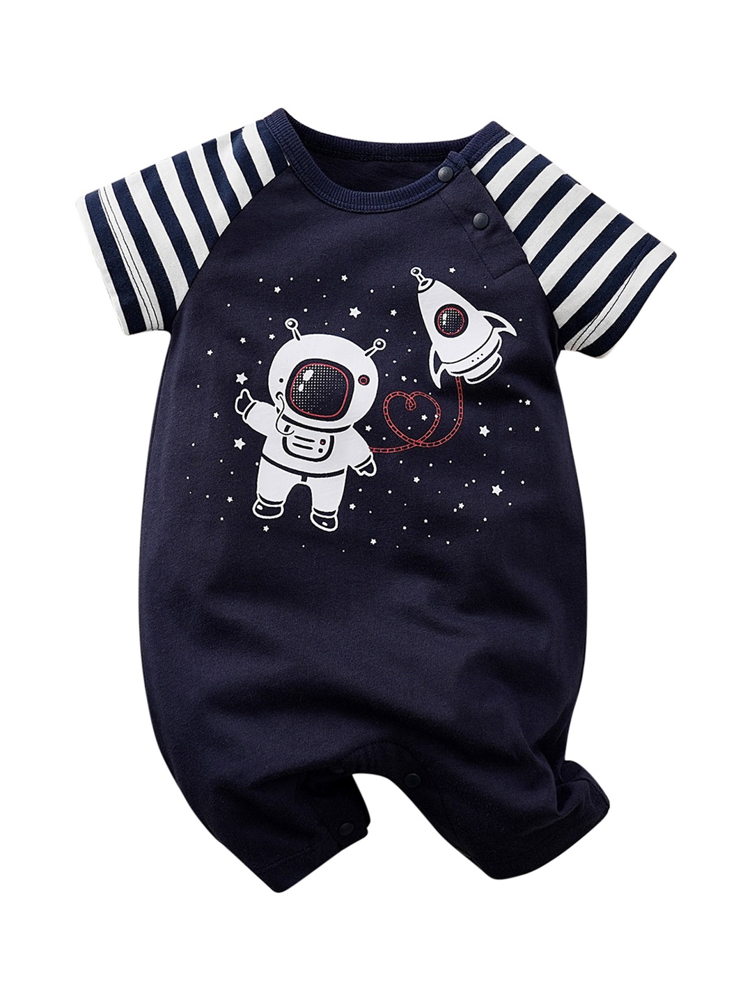 

StyleCast Blue Infants Printed Cotton Rompers, Navy blue