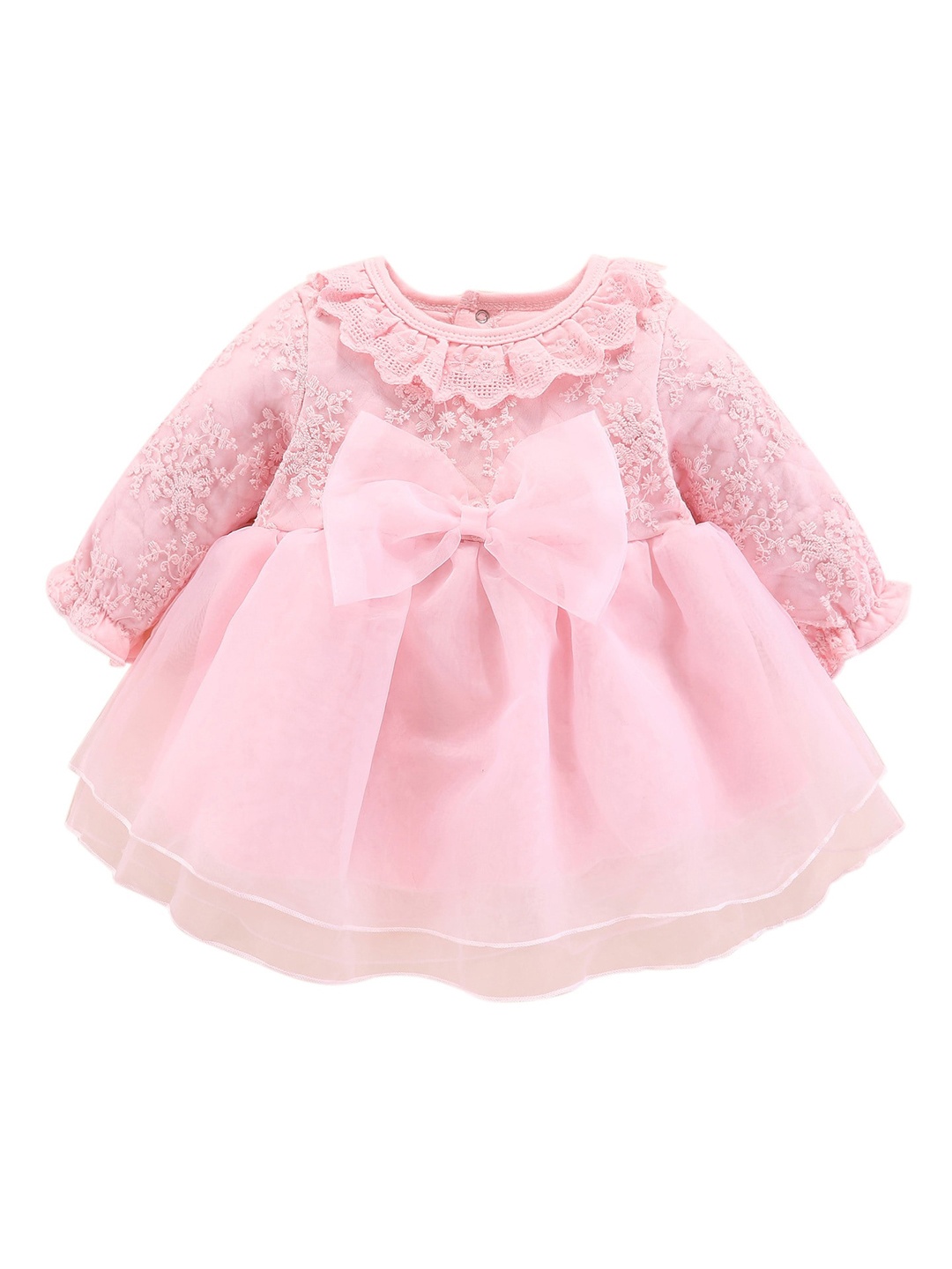 

StyleCast Infants Girls Pink Floral Embroidered Bow Detail Cotton Fit & Flare Dress