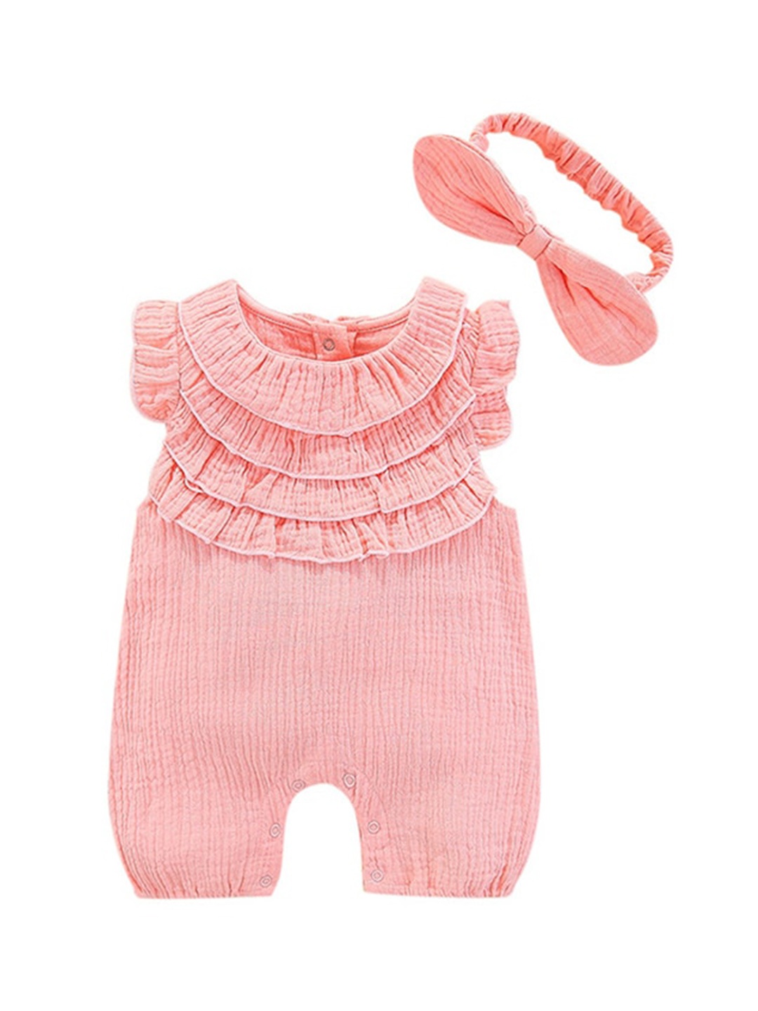 

StyleCast Pink Girls Self-Design Cotton Rompers