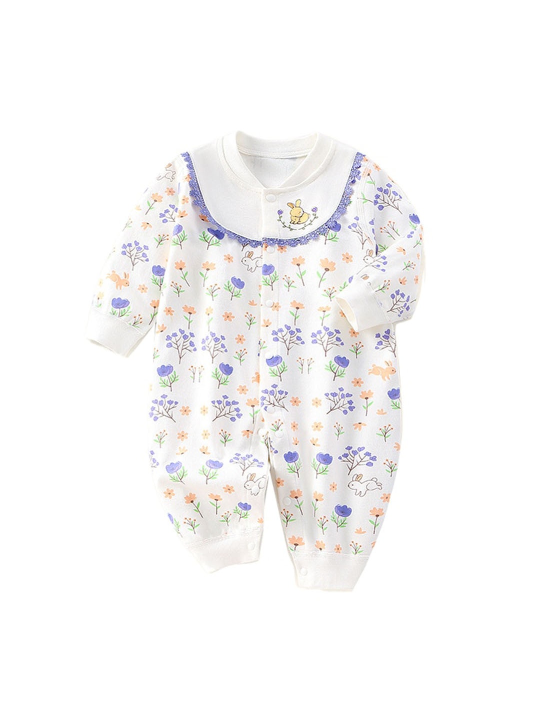 

StyleCast Infants Girls White & Purple Printed Cotton Rompers