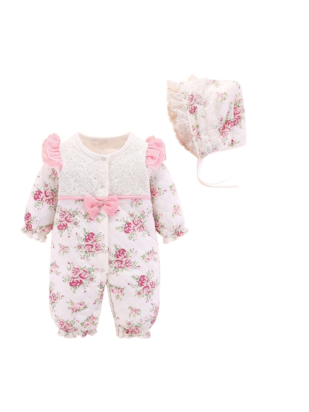 

StyleCast Infant Girls White Printed Cotton Rompers