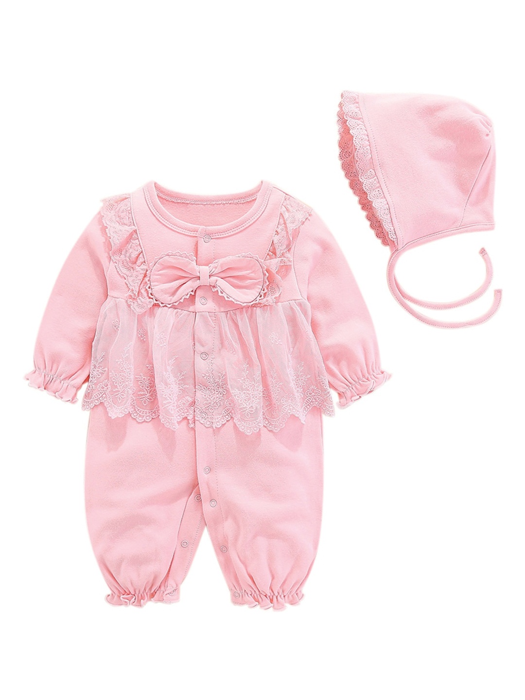 

StyleCast Infants Girls Pink Self Design Cotton Rompers