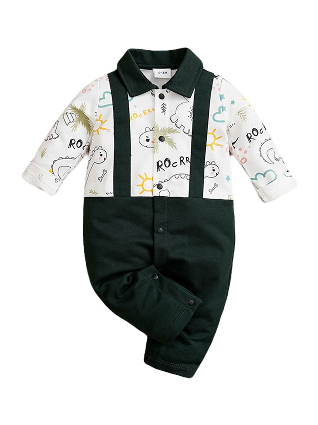 

StyleCast White & Black Infant Boys Printed Cotton Rompers