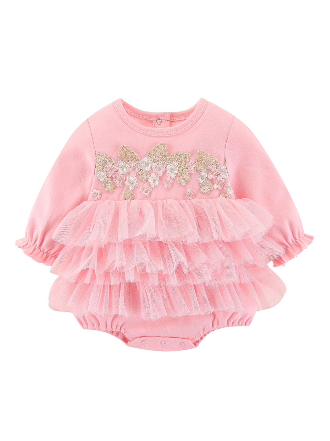

StyleCast Infant Girls Embroidered Layered Cotton Rompers, Pink