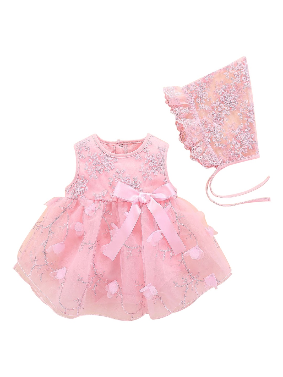 

StyleCast Infants Girls Pink Cotton Embellished Bodysuit with Cap