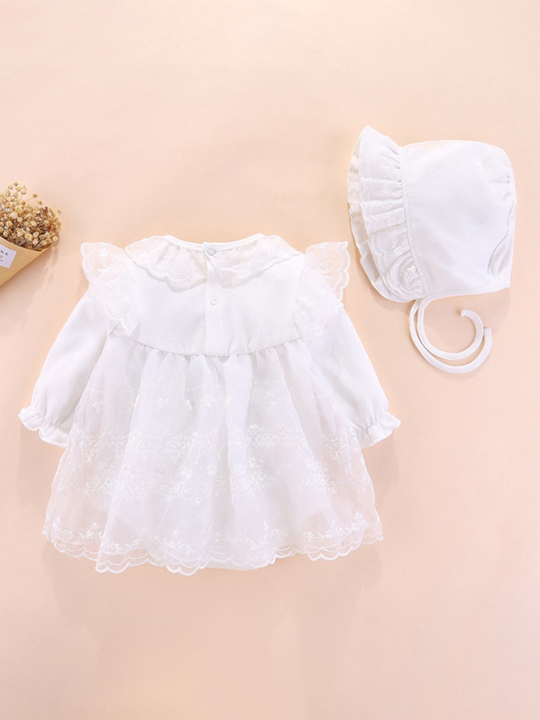 

StyleCast White Girls Embroidered Cotton Rompers With Cap