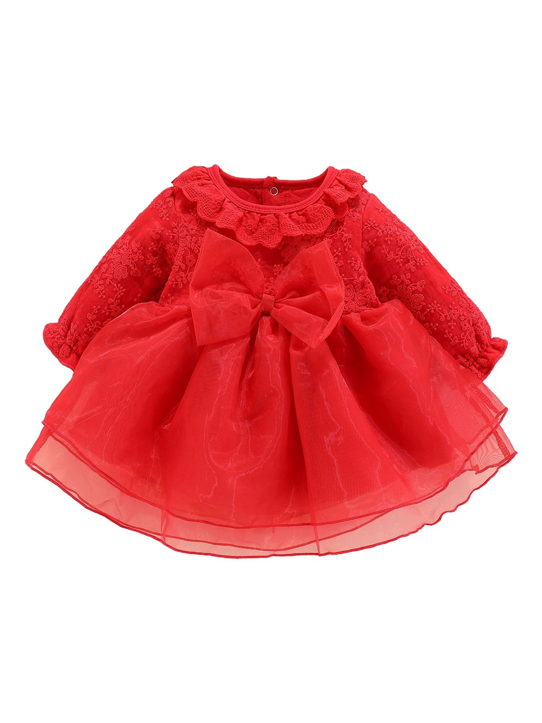 

StyleCast Infant Girls Self Designed Cotton Fit and Flare Dress, Red