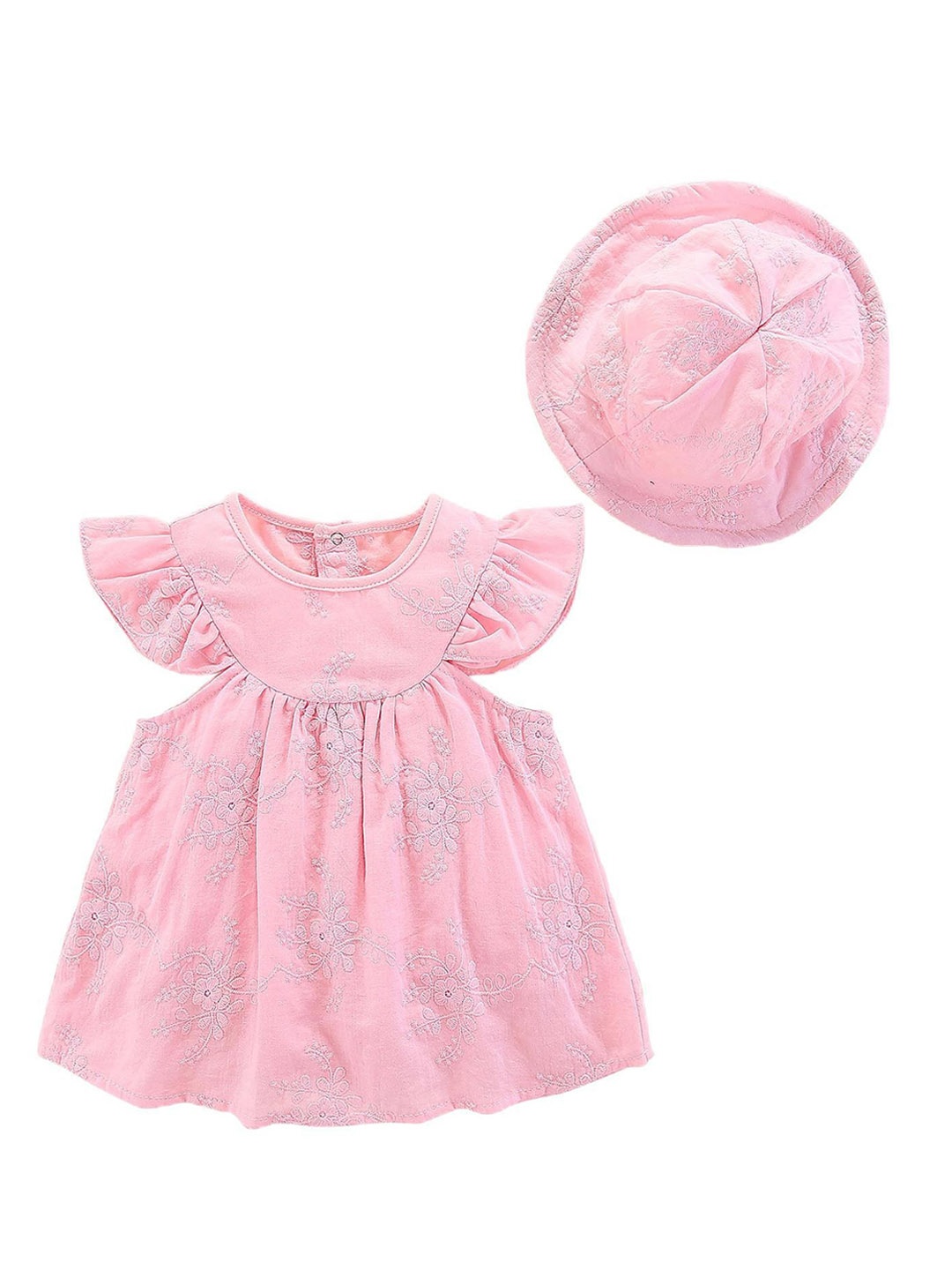 

StyleCast Infant Girls Self Designed Cotton Bodysuit Comes With Matching Cap, Pink