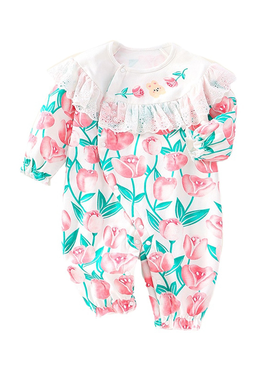 

StyleCast Infants Girls White & Pink Printed Cotton Rompers