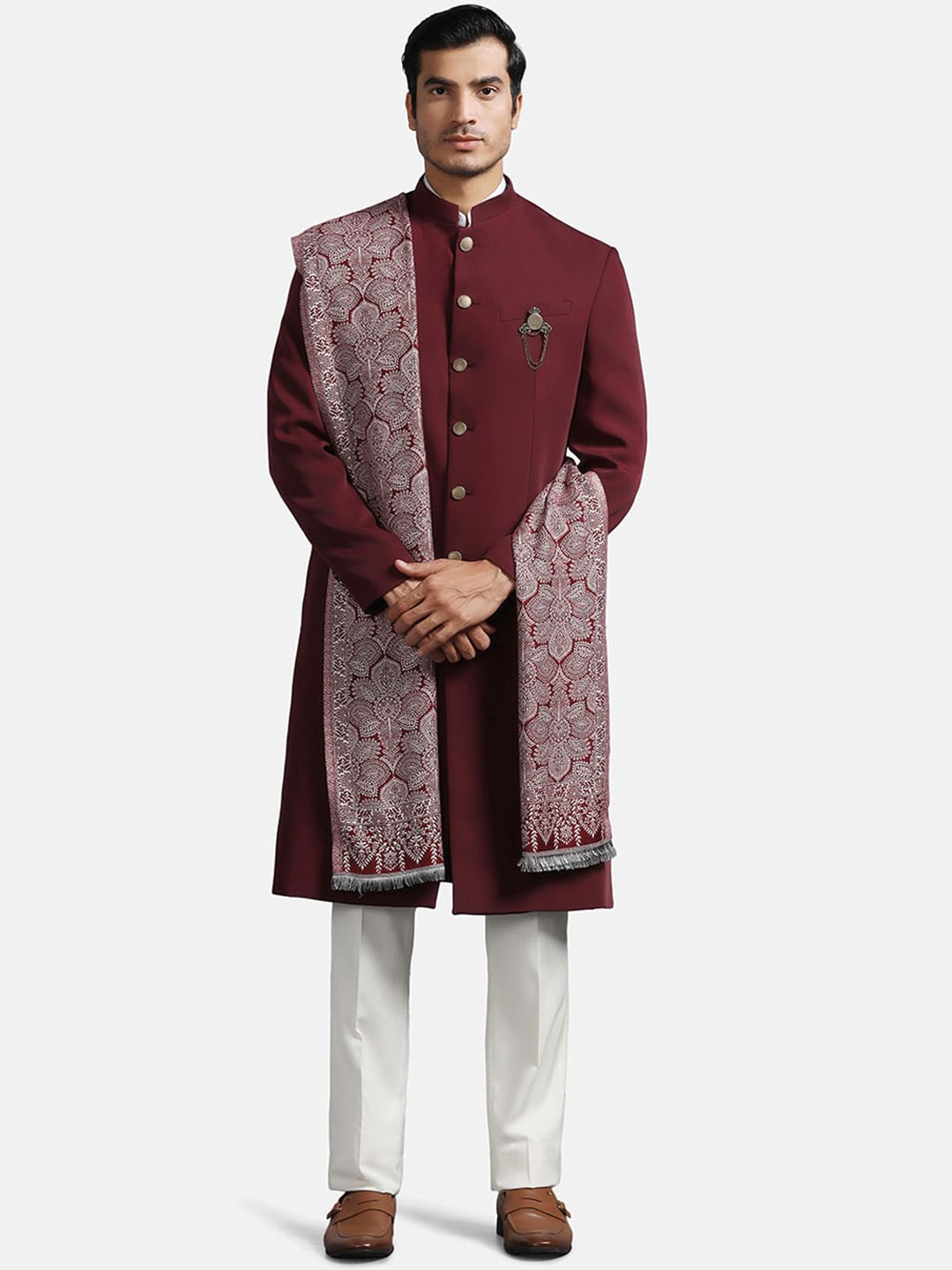 

Blackberrys 3-Piece Long Sleeves Ethnic Suits, Maroon