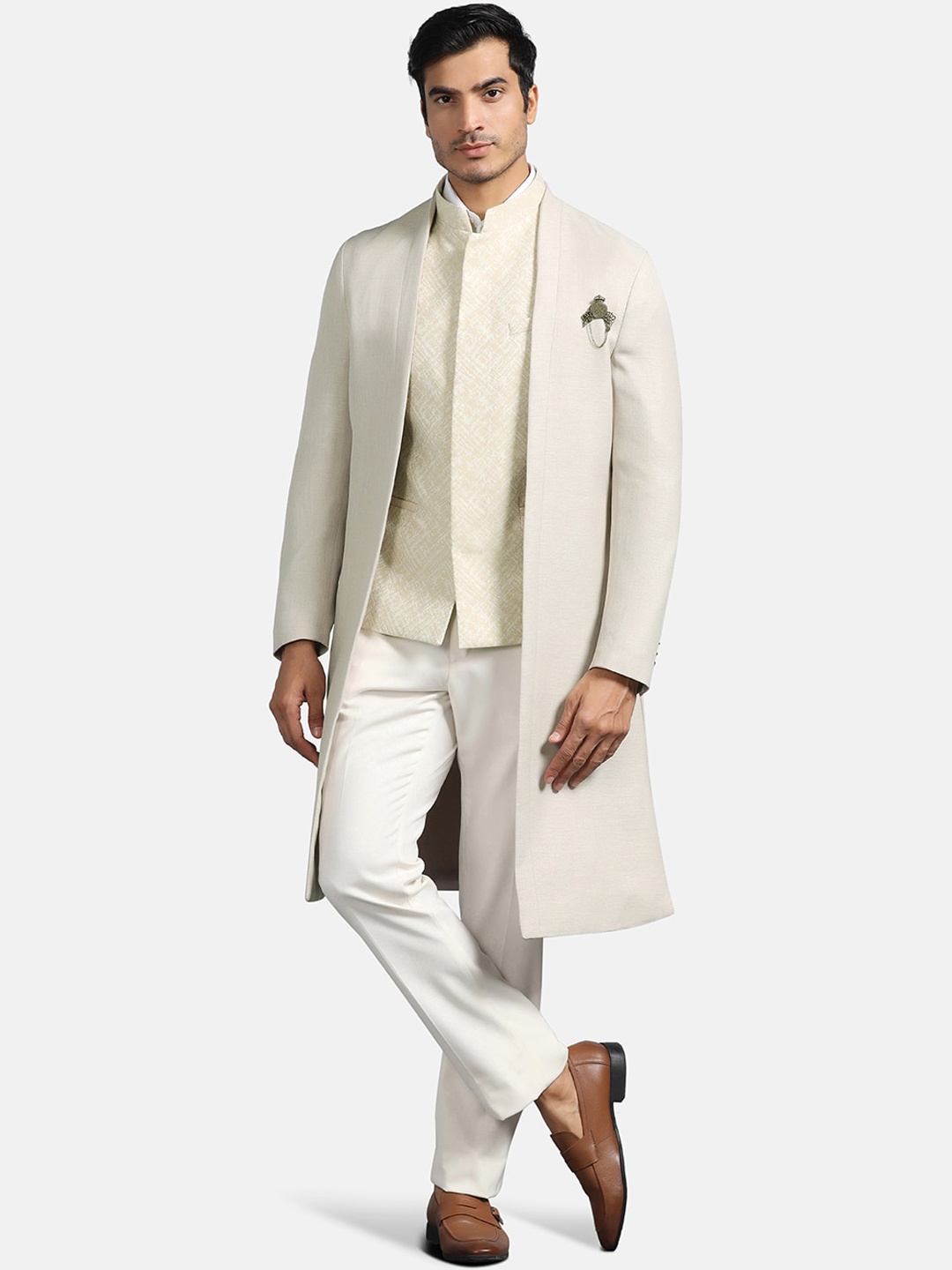 

Blackberrys Three Piece Achkan Sherwani Set, Beige