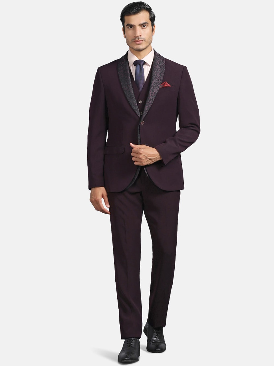 

Blackberrys Single-Breasted 3-Piece Formal Suit, Purple