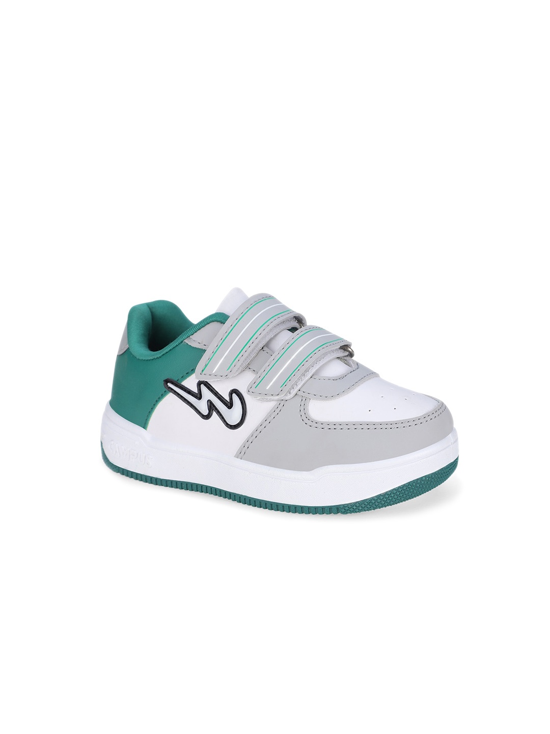 

Campus Kids Colourblocked Round Toe Velcro Sneakers, White