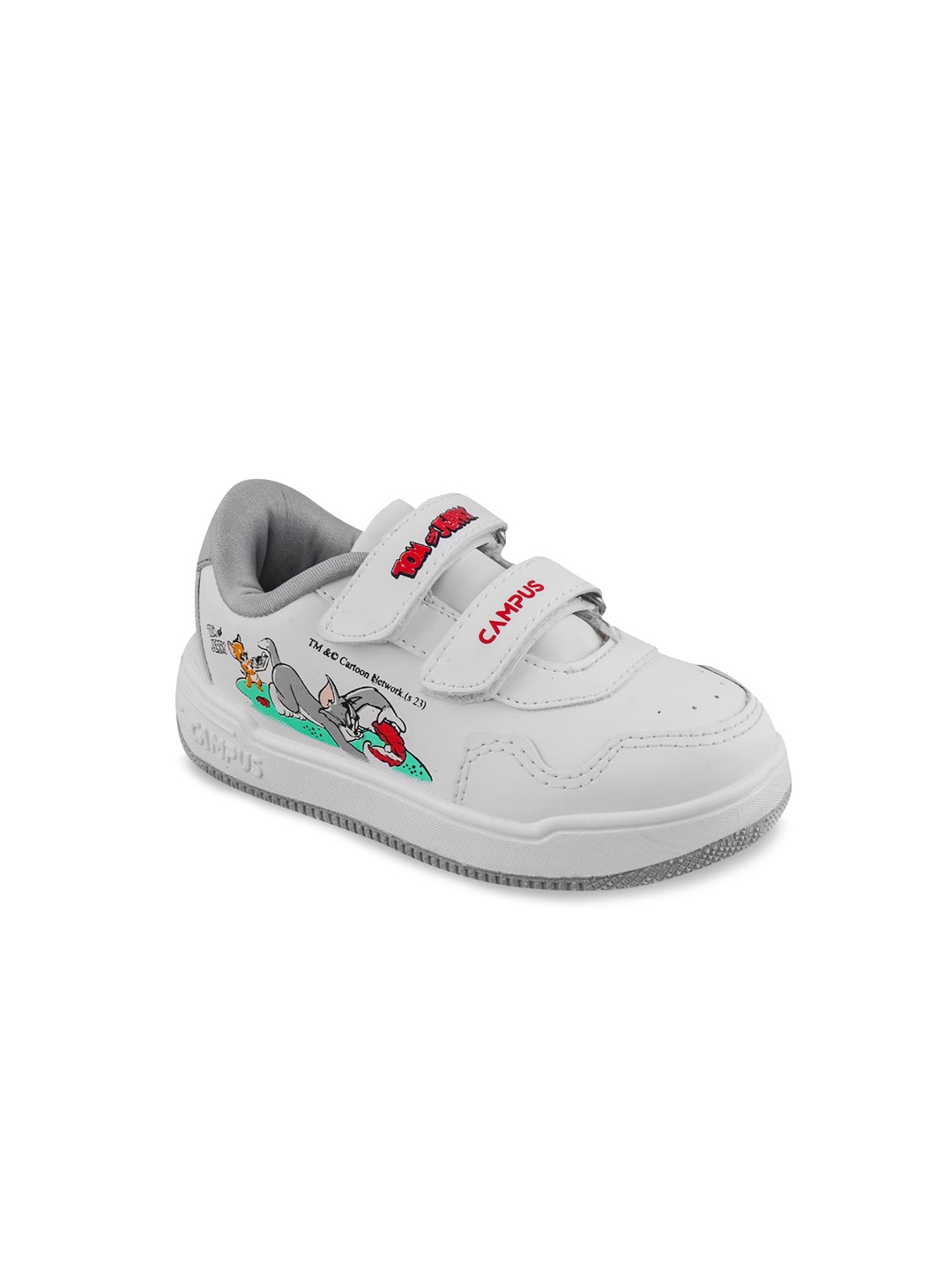 

Campus Kids Tom & Jerry Printed Round Toe Velcro Sneakers, White