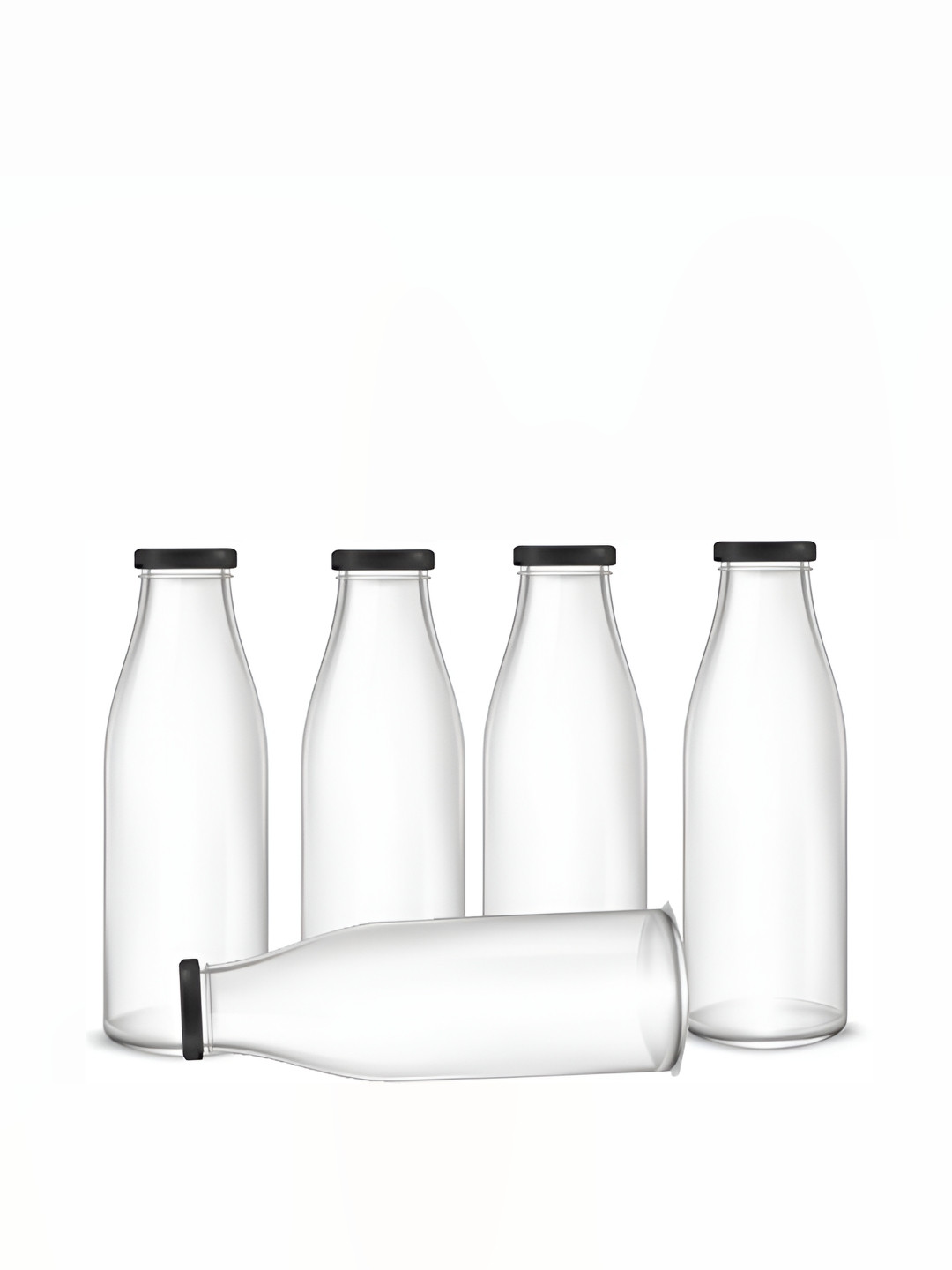 

Afast Transparent & Black 5 Pieces Glass Water Bottles 500 ML Each