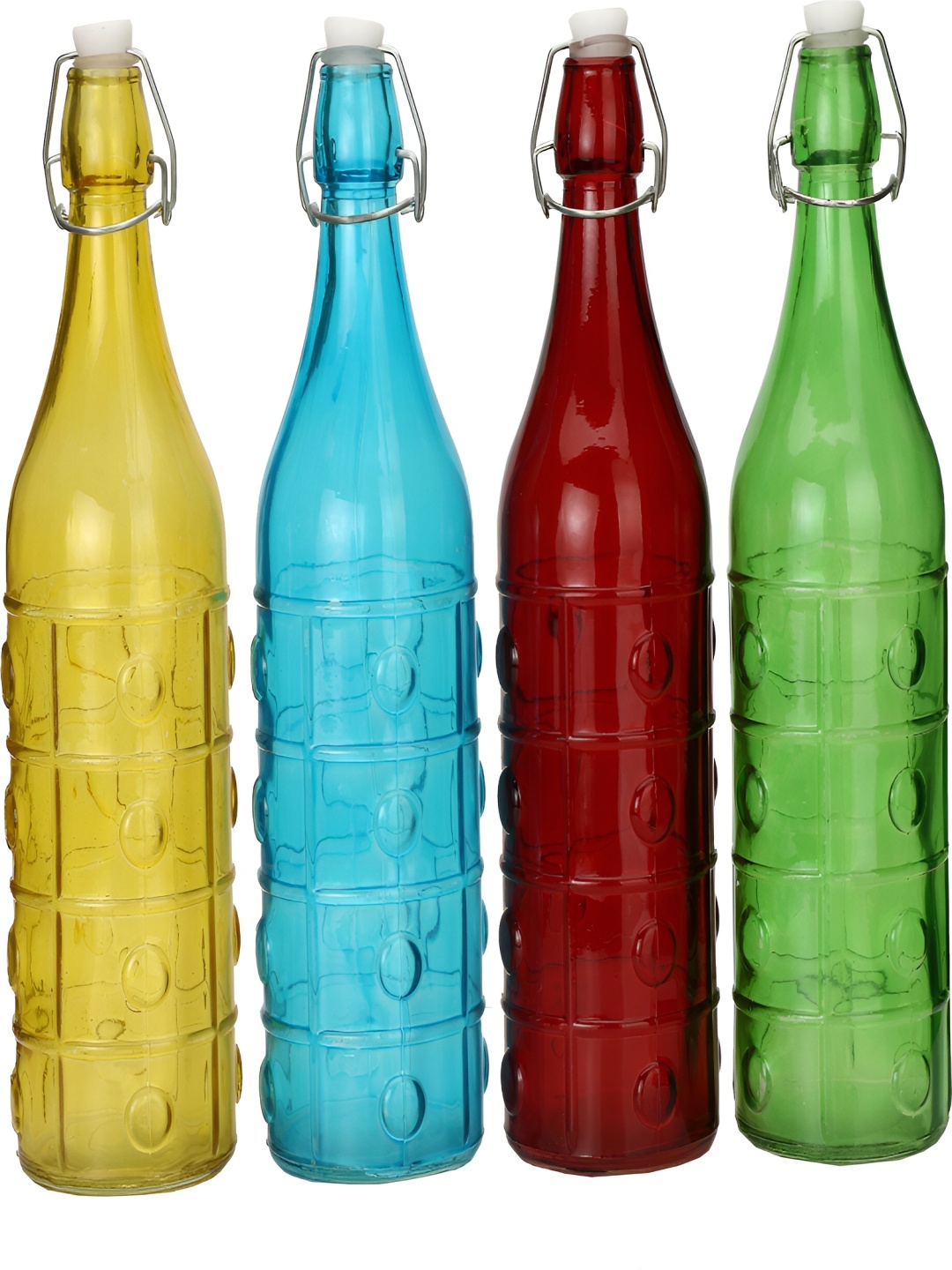 

Afast Yellow and Blue 4 Pieces Glass Water Bottles 1 L