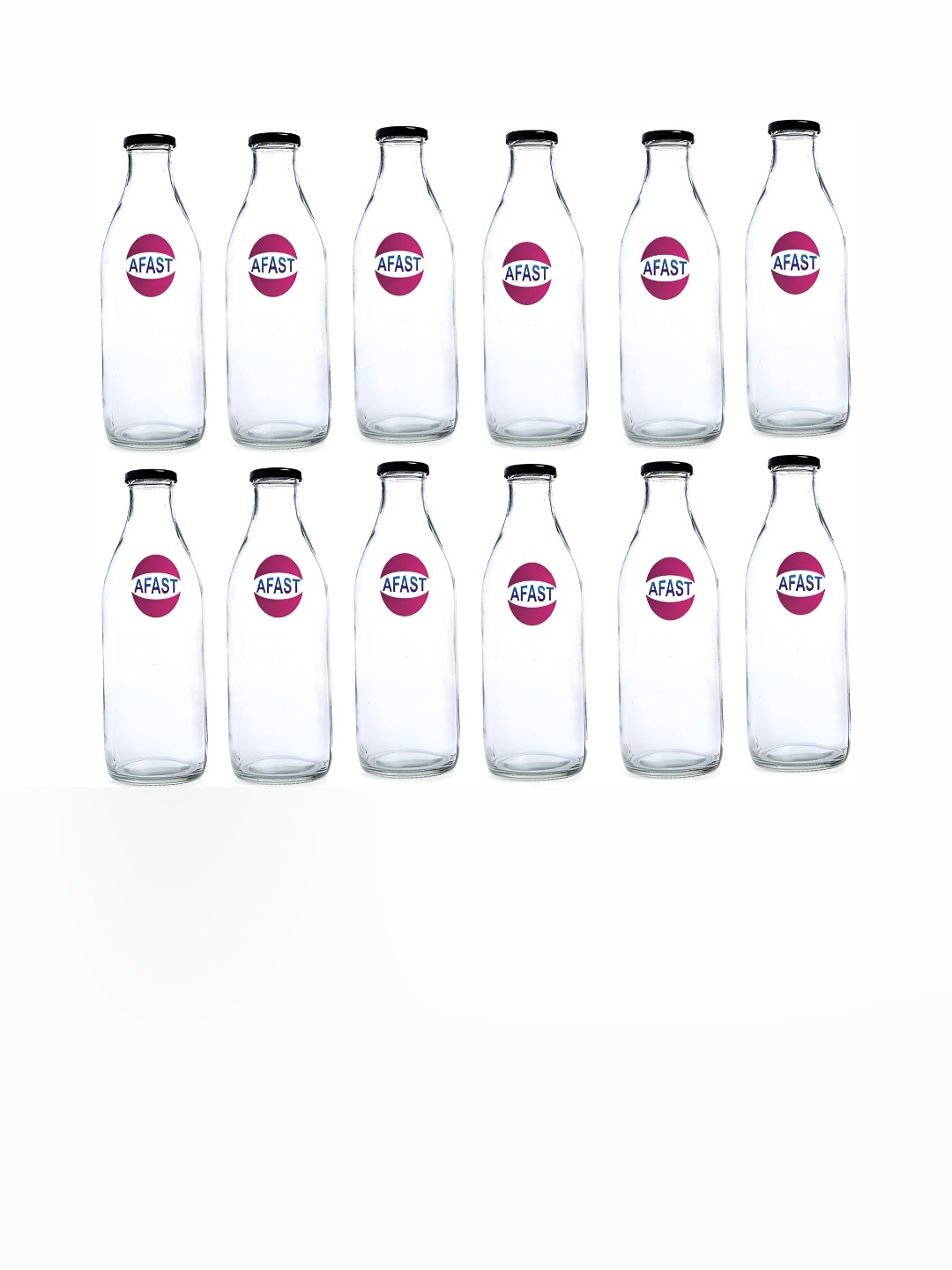 

Afast Transparent 12 Pieces Dishwasher Safe Glass Water Bottle 300 ML Each