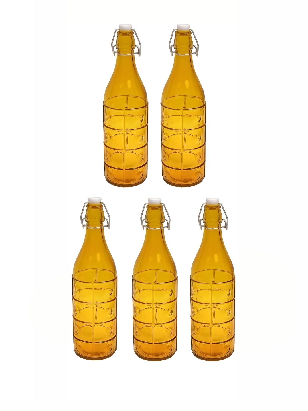 

Afast Transparent & Yellow 5 Pieces Glass Water Bottles 1000 ml