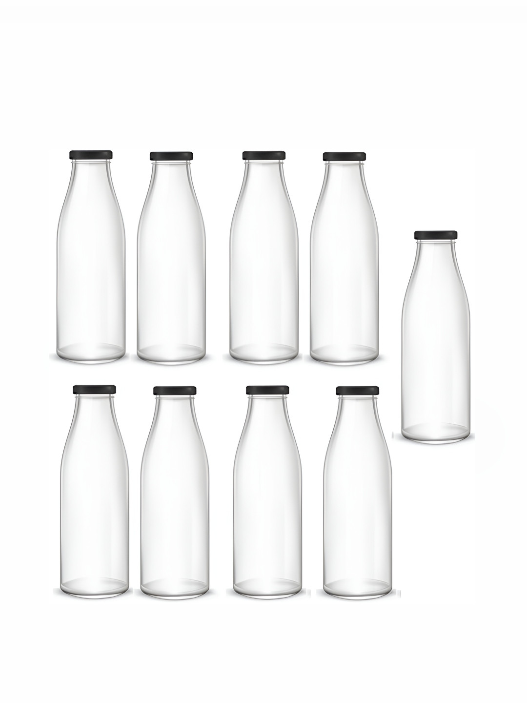 

Afast Transparent & Black 9 Pieces Glass Water Bottles 1 L
