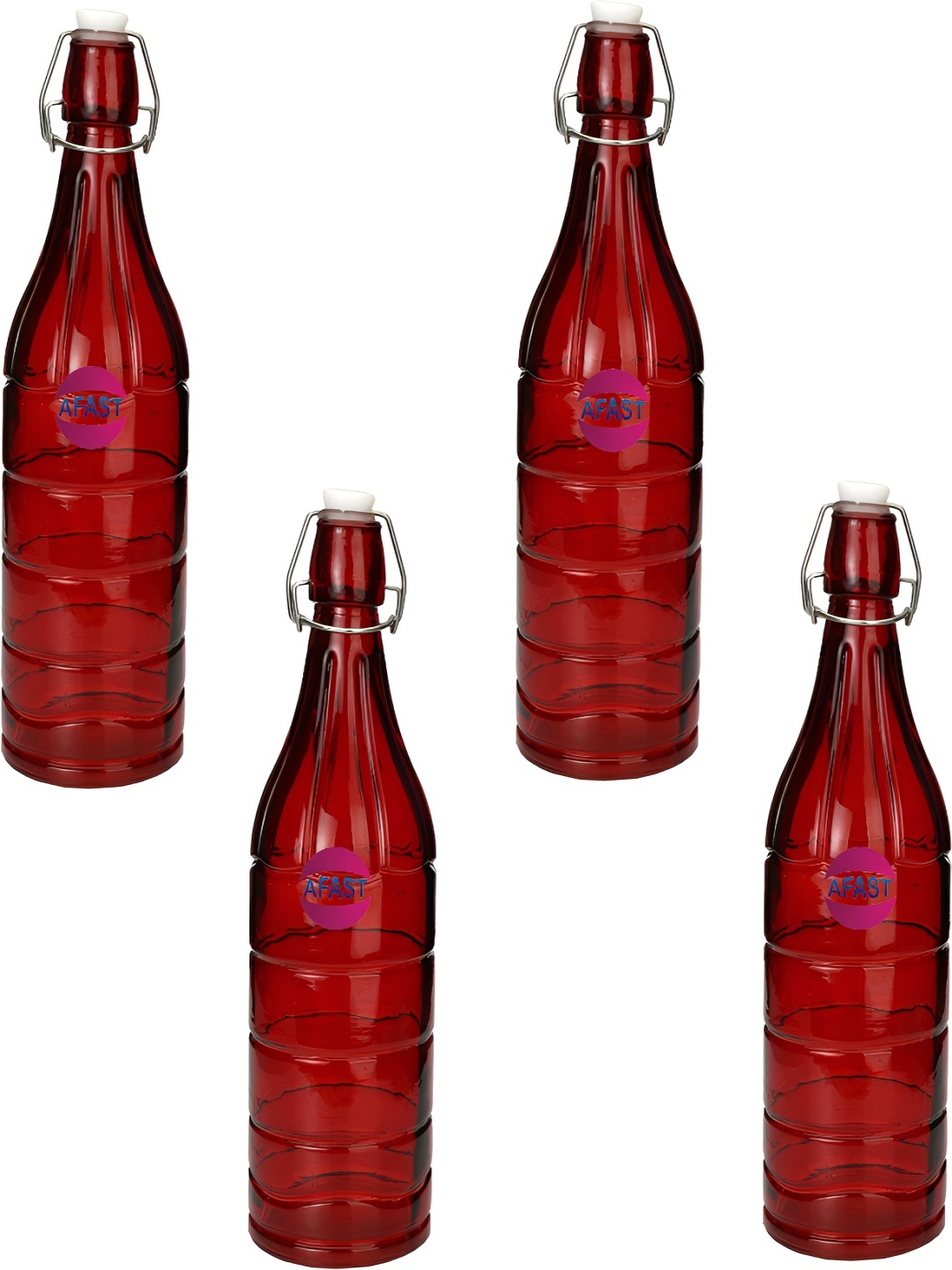 

Afast Red 4 Pcs Glass Water Bottles 1L