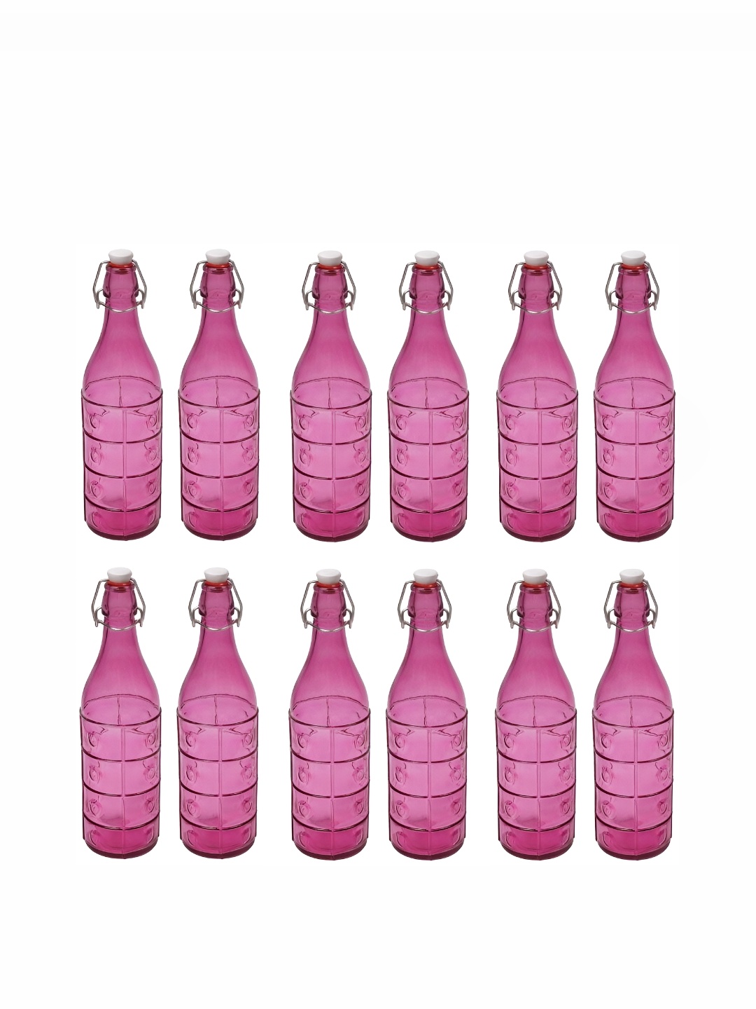 

Afast Pink 12 Pieces Textured Glass Water Bottle 1L