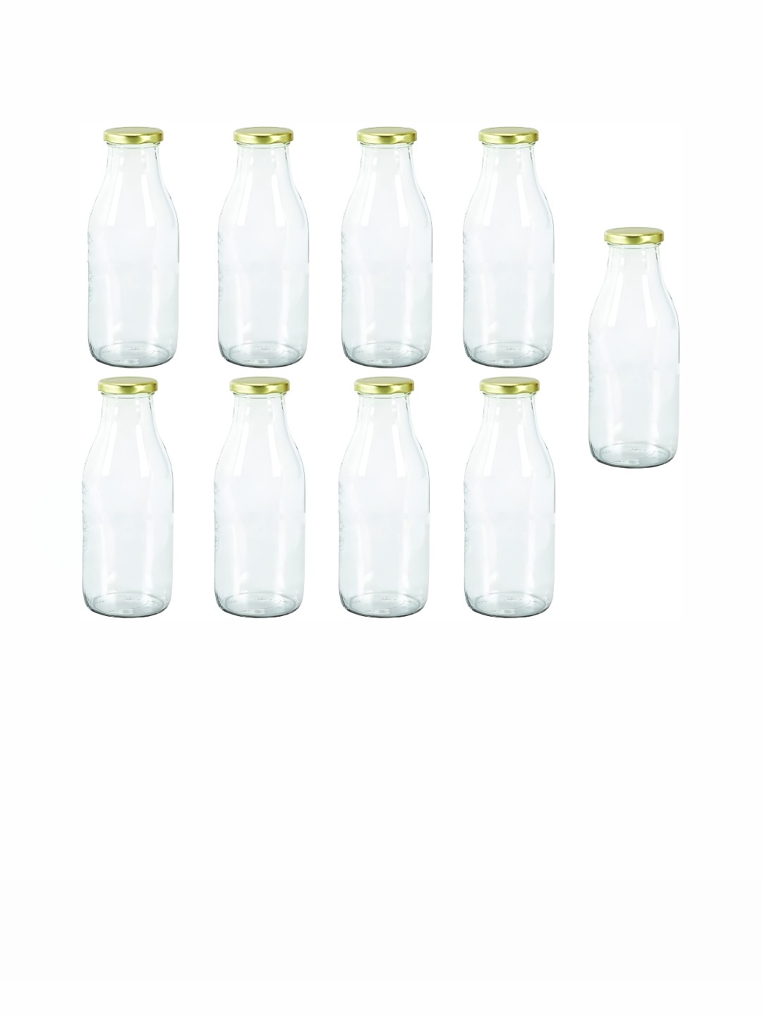 

Afast Transparent & Gold-Toned 9 Pieces Glass Water Bottles 500 ML