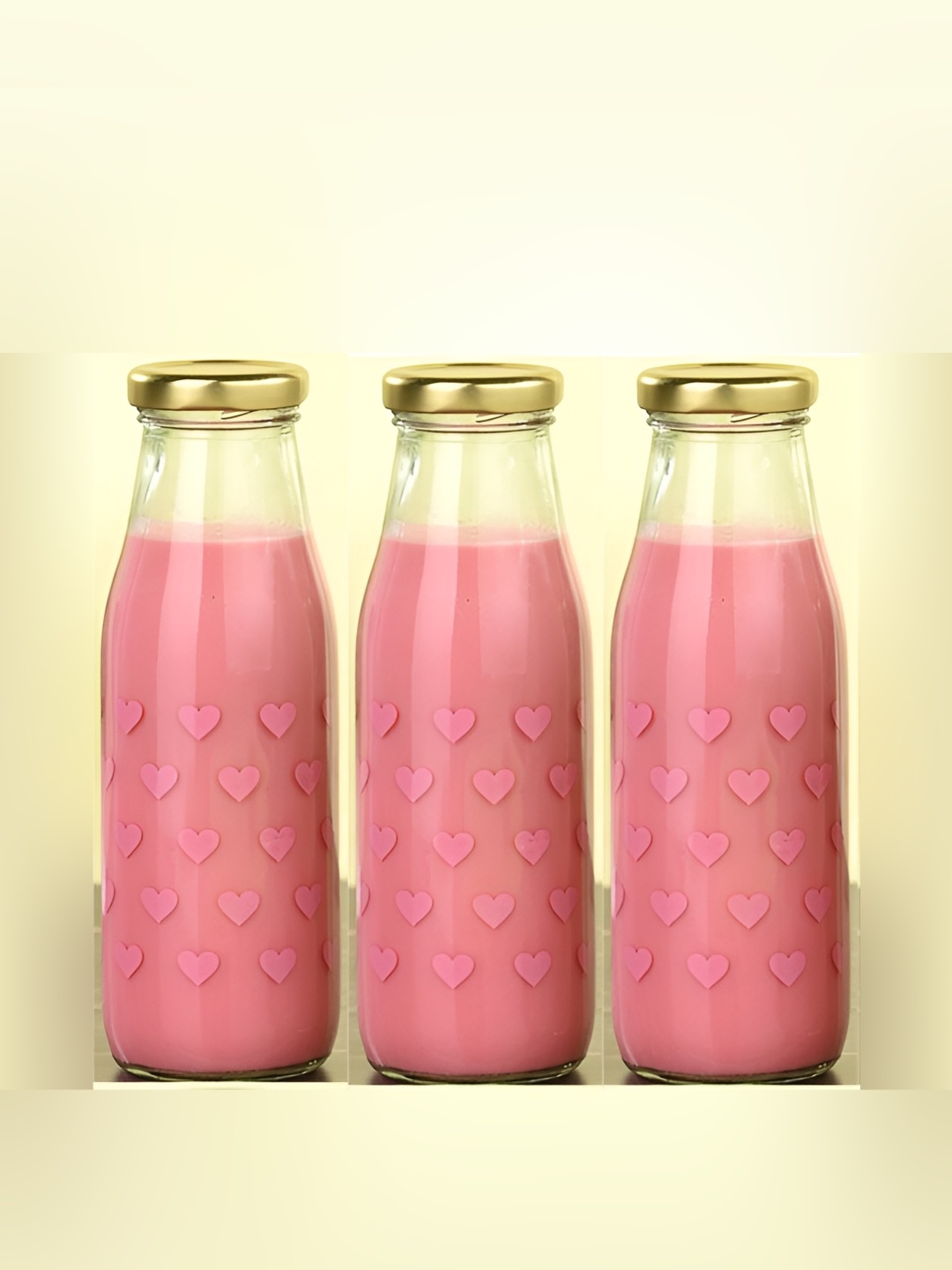 

Afast Transparent & Pink 3 Pieces Printed Glass Water Bottles 350 ML