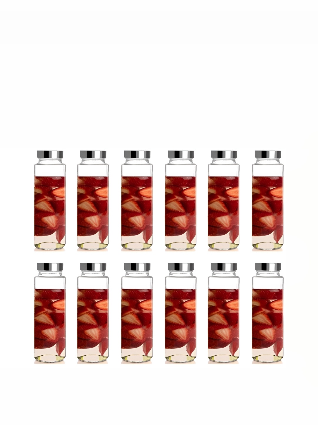 

Afast Transparent & Steel 12 Pieces Glass Water Bottles 750 ML