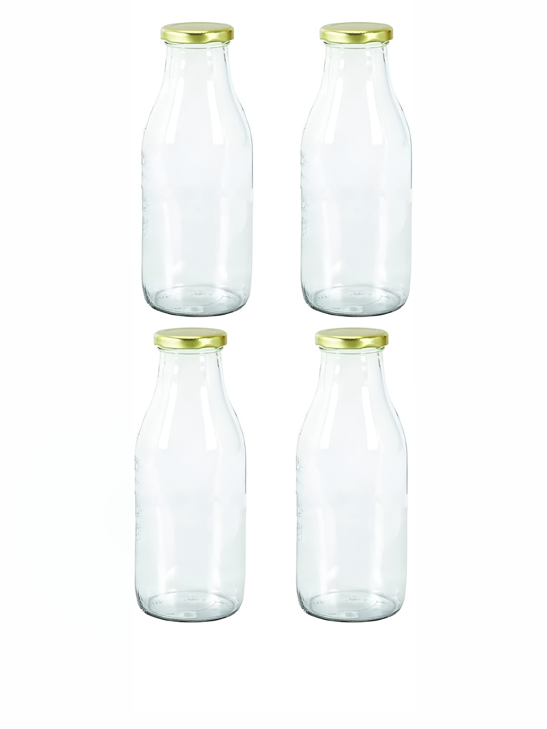 

Afast Transparent & Gold Toned 4 Pieces Glass Water Bottles 500 ml