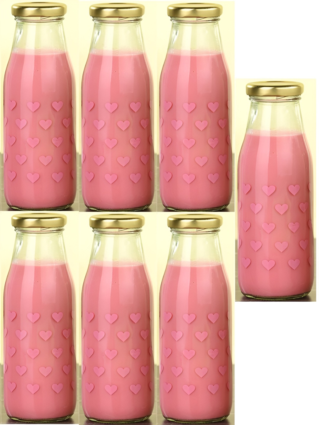 

Afast Pink & Transparent 7 Pieces Dishwasher Safe Glass Water Bottle 300 ML Each