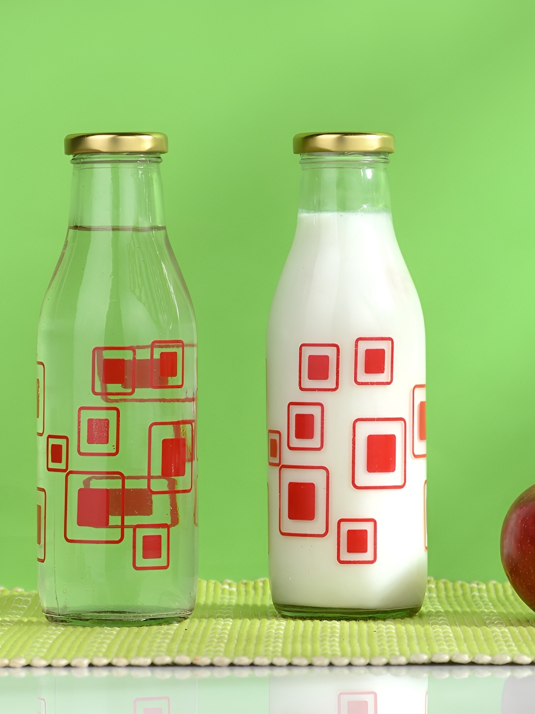 

Afast Transparent & Red 2 Pieces Glass Water Bottles 500 ml